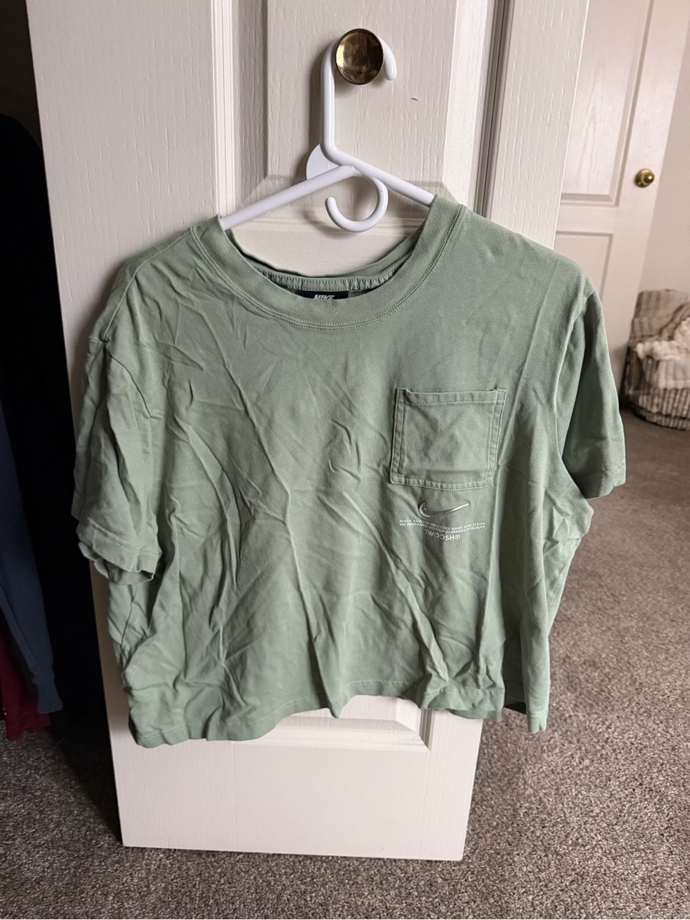 Nike Women's Sage Green Cropped Pocket Tee